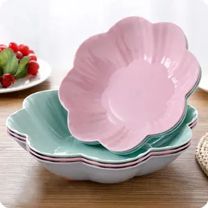 Creative Plastic Flower Shaped Dishware Office Fruit Bowl Snacks Plate Multifunctional Serving Candy Tray