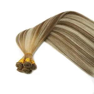Ekstensi rambut manusia Virgin Rusia pirang alami diperoleh secara etis kain bekas simpul ganda Asli Volume Tambahan