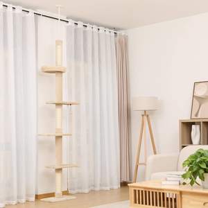 5-stufiger verstellbarer Katzen turm Hoch 95-107 Zoll Kratz baum mit Kratz baum Sisal und Papier material - Product Image 6