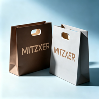 Sacs cadeaux en papier de luxe avec poignées découpées, logo personnalisé, pour vêtements, sous-vêtements, commerce de détail, magasin