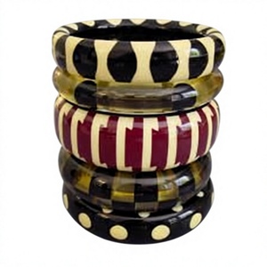 Newly Classic Geometric Pattern Acrylic Resin Bangle Sets Black <b>White</b> <b>Bracelets</b> Fancy Design Unisex Jewelry Gift Stylish - Product Image 2