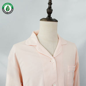 Custom Long Sleeves 100% Organic Cotton Women'S Pajamas Sets, <b>Button</b> <b>up</b> Long Pants Sleepwear <b>Pyjamas</b> Sets for <b>Ladies</b> - Product Image 6