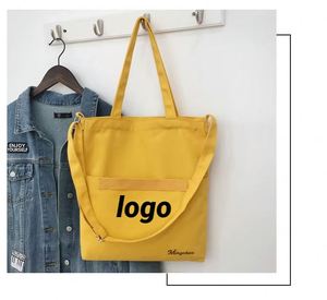 Promotion Custom Logo Canvas <b>Medium</b> Crossbody Student Tote Bag Solid Color <b>Handbag</b> for Women Gift Bag Jinhua Made - Product Image 1