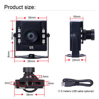 Mini Cámara USB 3306 1080P OV2710 de 2.7mm y 120 Grados, Videoconferencia HD, Visión Nocturna Infrarroja e Industrial con Mini Cámara USB