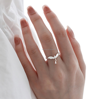 Bijoux fins 925 argent Sterling ange larme aile bague réglable pour les femmes conception symbolique élégante