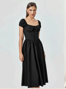 Vestido Casual de Algodón con Estampado Floral para Mujer, Ligero, Transpirable, Ecológico, Cintura Natural, Silueta en A, para Uso Diario en Verano - Product Image 3