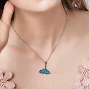 Collar de cadena de diseño barato delicado azul de alta calidad colgante de moda mujer amistad esmalte 925 collares de joyería de plata - Product Image 2