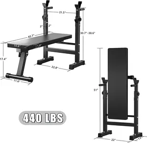 Chaoran Gym Bangku Barbel Rumah Lipat Dapat Disesuaikan Pelatihan Dumbbell Bench Press dan Squat Rack