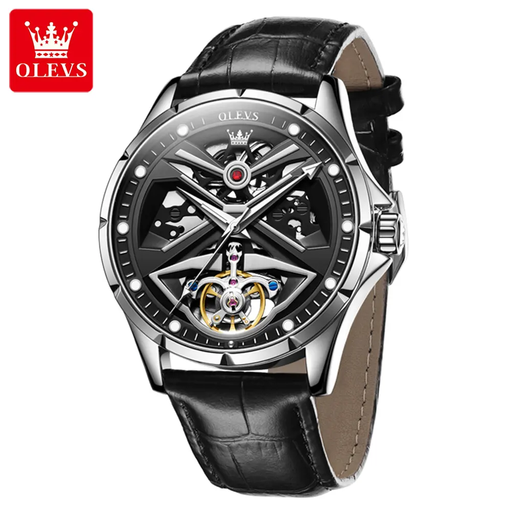 OLEVS 6655 Men Gift Luxury Fashion Custom Logo Pilot Mechanical Watches Stainless Steel Strap Quartz Men Classical Watch