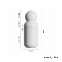 Bouteille à pompe en plastique PP cylindrique personnalisée blanche de 30 ml, 50 ml, 80 ml, 100 ml, 120 ml, 150 ml avec bouchon à bille pour essence liquide