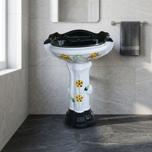 Grand lavabo rectangulaire en céramique de luxe sur piétement, lavabo de salle de bain design - Product Image 3