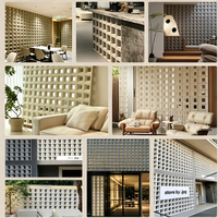 Panneau décoratif en briques creuses PU à 9 grilles, carrelage artistique en ciment léger, cloison creuse double face pour mur de fond