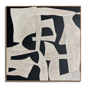 Dipinto a Olio su Tela Astratto Geometrico Moderno Originale di Tendenza <span class=keywords><strong>Nero</strong></span> <span class=keywords><strong>e</strong></span> <span class=keywords><strong>Grigio</strong></span> per Decorazione Murale di Hotel <span class=keywords><strong>e</strong></span> Casa - Product Image 1