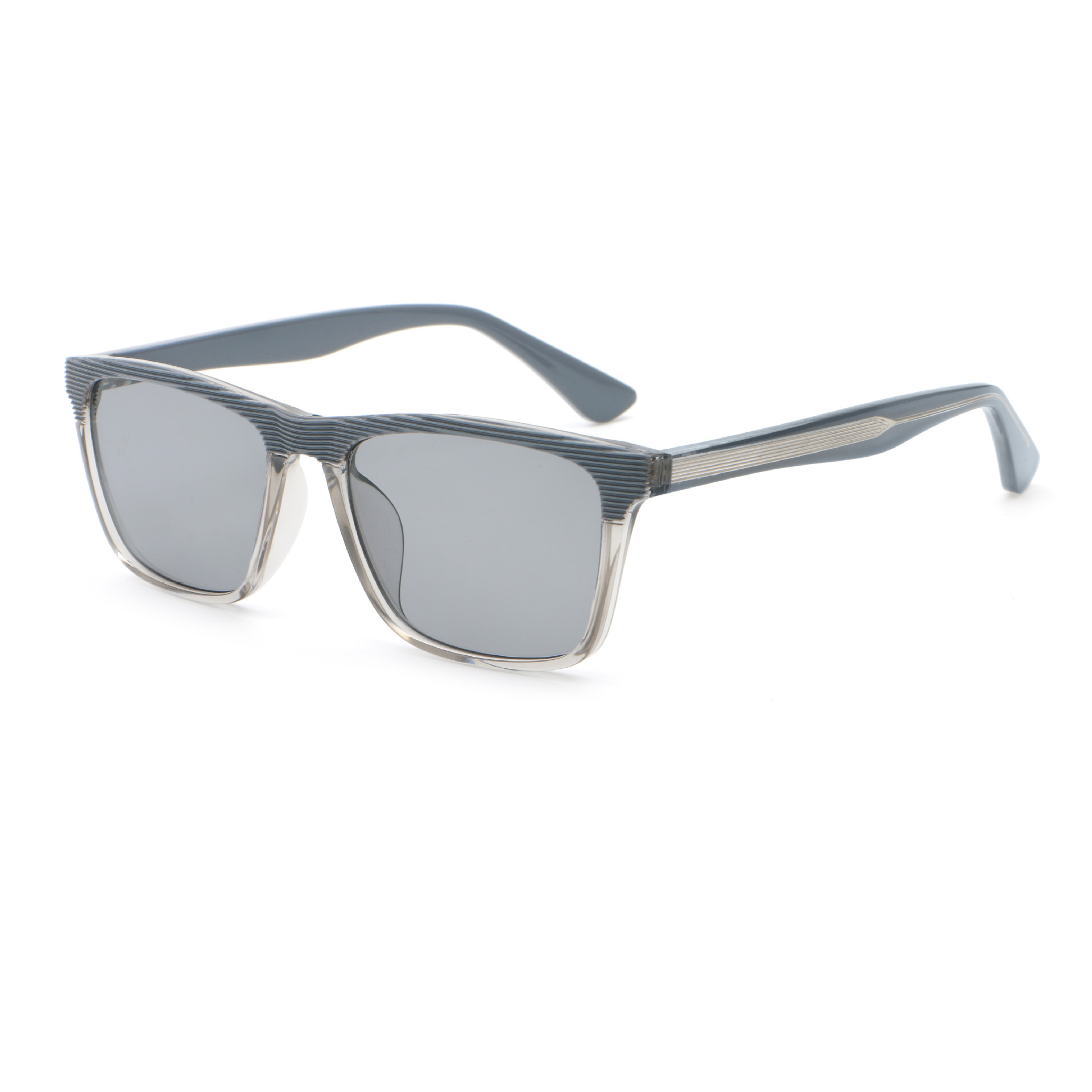 Base grise C5, monture bleu uni vif, verre gris clair