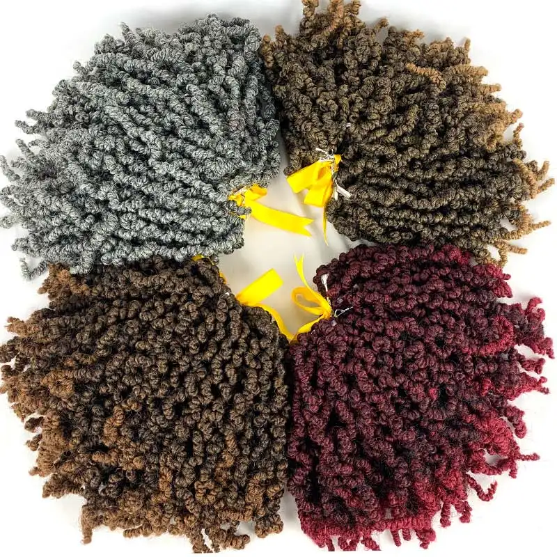 Pré-torsadé printemps torsion Crochet tresses 8 pouces pré-bouclé torsion cheveux synthétique Crochet tressage bombe torsion cheveux