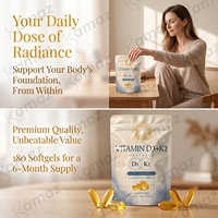 Gélules de Vitamine D3 K2 MK7 pour la Santé Osseuse – Complément Quotidien de Bien-être – Marque Privée OEM – Formule Personnalisée – Fournisseur Fabricant