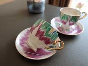 New Product 2 Cups Ceramic Nordic <b>Pink</b> and Green Luxury Coffee Sets Living Room Sets Porcelain Tea Cups and Saucers - Product Image 5