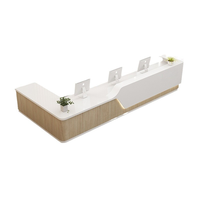 Bureau de réception moderne en bois blanc avec logo personnalisé, éclairage LED, pour salon, spa ou bureau