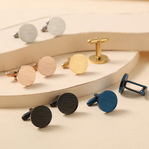 Simple High Quality Blank Brushed Cufflinks Round Shape Stainless Steel Man Cufflinks Stylish Cufflinks for <b>Men</b> - Product Image 1