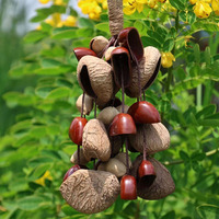 Mixed Natural Seed Shell Wind Chime Large Hanging Nut Shell Rattle Hand Shaker for Sound Bath Folk Music Natural Craft Decor