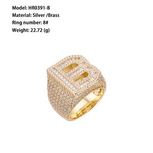 Anillo de letras en inglés de moissanita, anillo de rapero chapado en oro de 18k, Cz - Product Image 5