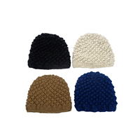 Bonnet d'hiver pour femme, tricoté main, épais, marron, motif popcorn, doux et chaud, avec revers côtelé, style décontracté, pour l'extérieur et le quotidien, OEM