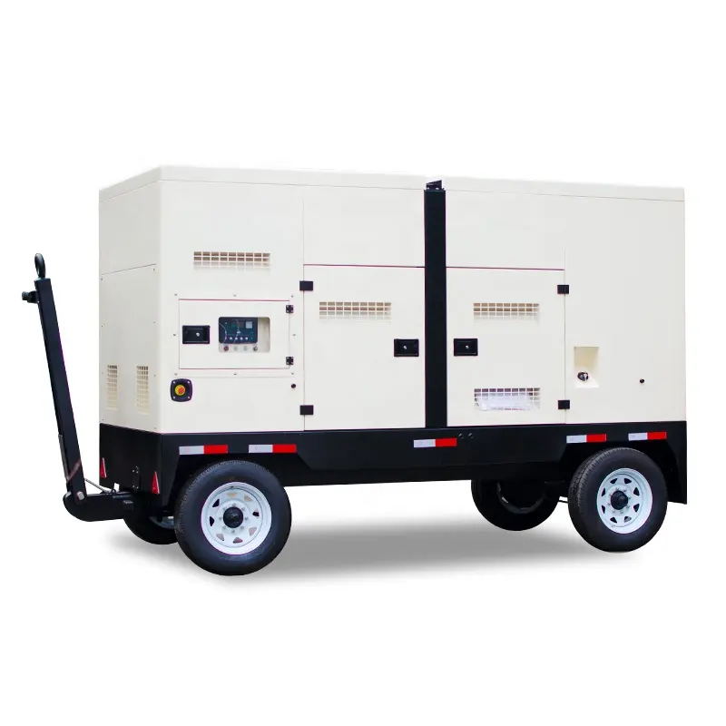 Trailer Generator Diesel 200KW Volvo, dengan Mesin TAD734GE 250kva Set Generator Daya Listrik