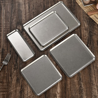 Plateaux de service en acier inoxydable, plateaux de présentation de gâteaux, assiettes à steak, assiettes coréennes pour steak, assiettes à barbecue