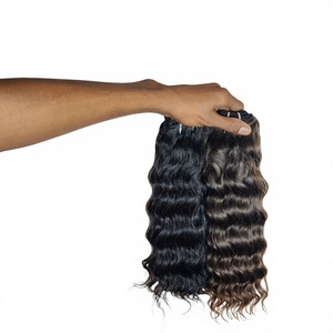 Extensions de cheveux naturels vierges indiens du sud, ondulés, alignés aux cuticules, sans traitement chimique, 100g, double trame machine - Product Image 1