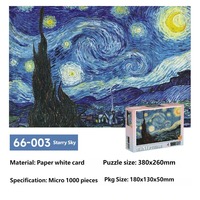 Offre Spéciale : 1000 Pièces Mini Puzzle Van Gogh Nuit Étoilée, Célèbre Peinture à l'Huile, Puzzle de Poche en Carton Blanc pour Adultes