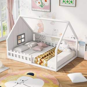 Bambini <span class=keywords><strong>Montessori</strong></span> casa <span class=keywords><strong>letto</strong></span> per bambini mobili camera da <span class=keywords><strong>letto</strong></span> legno moderno semplice struttura del <span class=keywords><strong>letto</strong></span> pavimento per bambini con Guardrail - Product Image 1