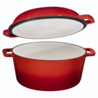 Casseroles veloutées 2 en 1 en fonte émaillé, double poignée, ustensile de cuisine