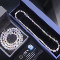 RTS 2mm-12mm Tennis Chaîne pour Hip Hop Hommes Femmes VVS Moissanite Diamant Collier Bracelet Argent Fine Jewelry