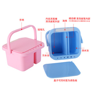 Multi Function <b>Pen</b> Wash Bucket <b>Pink</b> Plastic Art Supply With Lid For Painting Brush Cleaning And Mixing Colors - Product Image 2