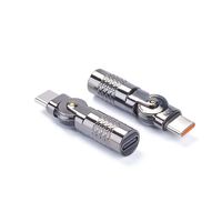 Adaptateur de charge pour ordinateur portable en alliage d'aluminium 3A, rotatif à angle droit, USB C mâle vers USB C femelle, prend en charge la charge rapide et le transfert de données