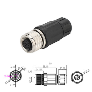 Không thấm nước M12 hàng không kết nối 5 Pin PG7/pg9-thẳng cắm với Hàn Nam/Nữ Cáp đầu lắp ráp - Product Image 5