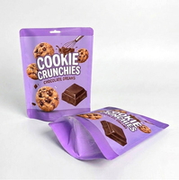 Sachet d'emballage plastique personnalisé avec logo, qualité alimentaire, pour snacks, poudres, biscuits croustillants, pochette verticale refermable avec fermeture éclair pour petites entreprises