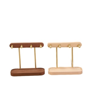 Porte-clés sur pied à 2 niveaux en noyer noir massif avec étagère multi-crochets, organisateur de bureau, étagère de rangement pour articles divers d'entrée - Product Image 5