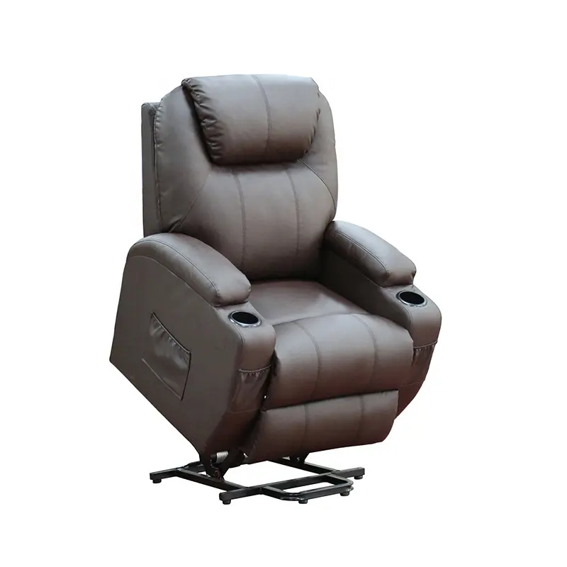 Ziye — chaise rehaussante électrique, siège inclinable de massage et de chaleur, couleur marron, avec support de gobelets
