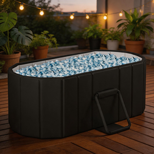Baignoire ovale pliable à fonctionnement facile avec système de refroidissement, équipement de récupération portable gonflable pour extérieur, ensemble complet de refroidissement pour bain de glace - Product Image 1