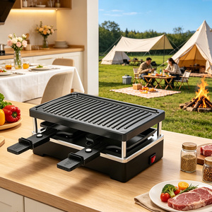 Grill <span class=keywords><strong>Raclette</strong></span> Électrique <span class=keywords><strong>2</strong></span> <span class=keywords><strong>Personnes</strong></span> 450W Compact pour Table, Plaque Antiadhésive Amovible, Barbecue d'Intérieur Sans Fumée pour Fêtes à Domicile - Product Image 6