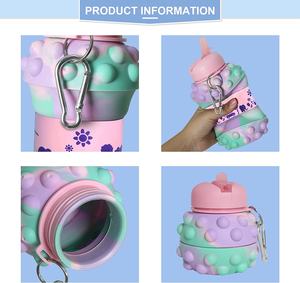 Bouteille d'eau pliable en silicone anti-stress à bulles à presser, idéale pour l'école, la maison et le bureau - Product Image 4