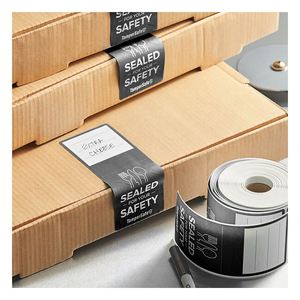 Etiquetas de Seguridad TamperSafe Selladas para su Protección, Rollo de Etiquetas Rectangulares de Papel Autoadhesivas y Escribibles para Envíos y Embalaje - Product Image 1