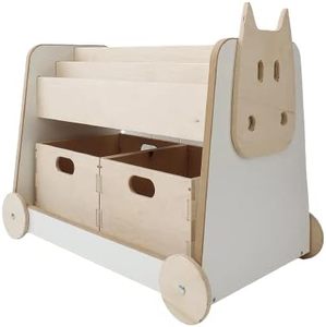 Estantería <span class=keywords><strong>de</strong></span> <span class=keywords><strong>Madera</strong></span> Montessori <span class=keywords><strong>con</strong></span> <span class=keywords><strong>Ruedas</strong></span>, Librería Infantil Rústica <span class=keywords><strong>con</strong></span> 2 Cajas <span class=keywords><strong>de</strong></span> <span class=keywords><strong>Juguetes</strong></span> <span class=keywords><strong>de</strong></span> <span class=keywords><strong>Madera</strong></span> - Product Image 4