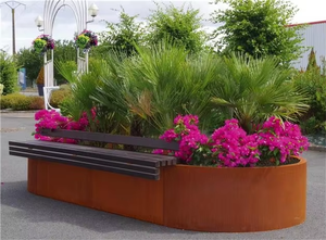 Juego de Macetas Modernas de Acero Corten para Exteriores, Macetas Rústicas de Jardín, Diseño Minimalista, Forma Redonda para Plantas Verdes - Product Image 3
