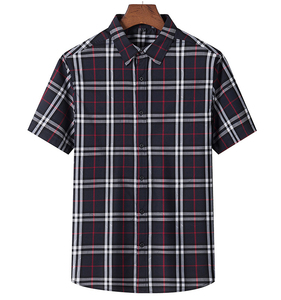 High Quality Custom Blue <strong>Check</strong> Professional Casual <strong>Short</strong> <strong>Sleeve</strong> <strong>Men's</strong> Clothing Plaid <strong>Shirts</strong> - Product Image 2