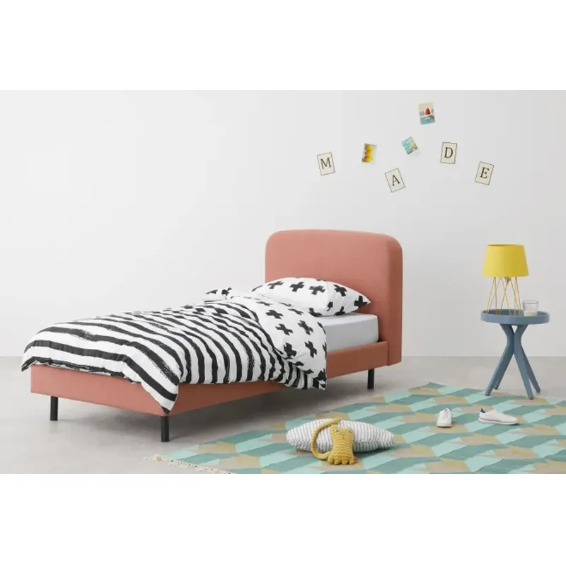 高品質の寝室の家具ピンクの布張りのベッド生地アップホルスター付きの子供用ベッドキッズガールベッド