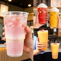 Gobelets en plastique jetables PP avec couvercles pour boissons Boba à emporter chaudes et froides, impression de logo personnalisée, 500 ml/700 ml