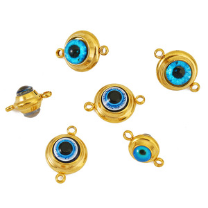 Pendentif œil porte-bonheur en acier inoxydable plaqué or 18 carats, composants de bijoux ronds en acrylique pour la création de colliers, boucles d'oreilles et accessoires DIY - Product Image 4