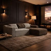 Canapé modulaire en velours côtelé en forme de L, design flexible pour la décoration de l'espace de vie domestique